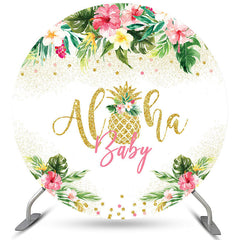 Lofaris Hawaii Themed Aloha Lovely Circle Baby Shower Backdrop