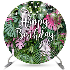 Lofaris Hawaii Tree Beach Holiday Round Happy Birthday Backdrop