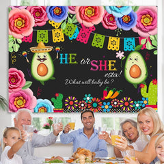 Lofaris He Or She What Will Baby Be Avocado Shower Backdrop