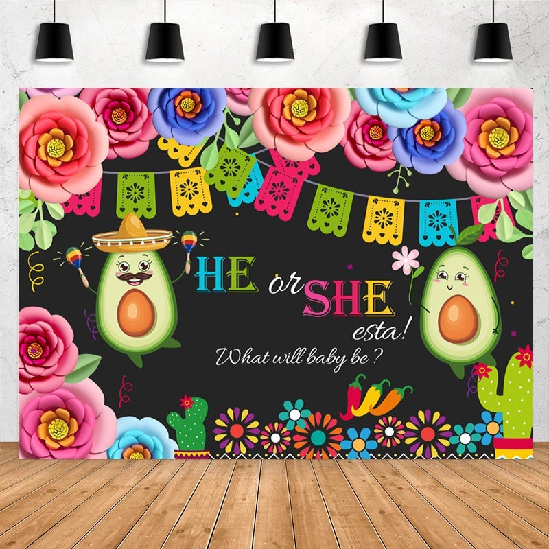 Lofaris He Or She What Will Baby Be Avocado Shower Backdrop