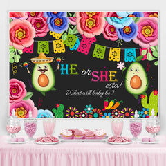 Lofaris He Or She What Will Baby Be Avocado Shower Backdrop