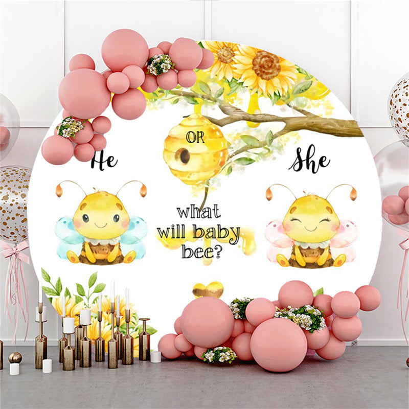 Lofaris He Or She What Will Baby Bee Shower Circle Backdrop