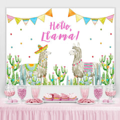 Lofaris Hello Ltama Alpaca and Cactus Backdrop for Childen