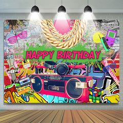 Lofaris Hip Hop Graffiti Dance Themed Happy Birthday Backdrop