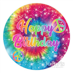 Lofaris Hippie Chromatic Theme Happy Birthday Circle Backdrop