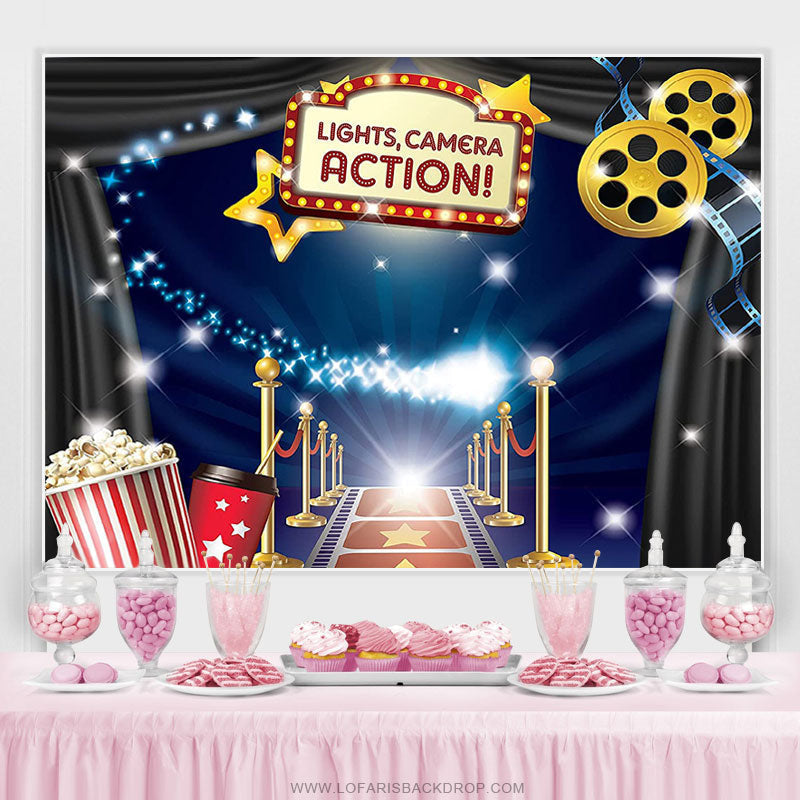 Hollywood Movie Theme Birthday Party Backdrop Banner – Lofaris