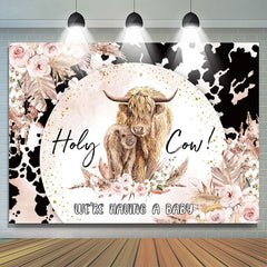 Lofaris Holy Cow Warm Glitter Floral Gender Reveal Backdrop