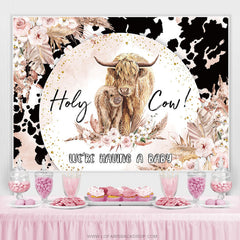 Lofaris Holy Cow Warm Glitter Floral Gender Reveal Backdrop