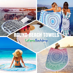 Lofaris Honu Healing Sea Turtle Bubbles Circle Beach Towel