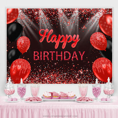 Lofaris Hot Red And Black Ribbion Balloons Birthday Backdrop