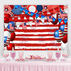 Lofaris Independence Day Flag Stars Balloons Stripes Backdrop