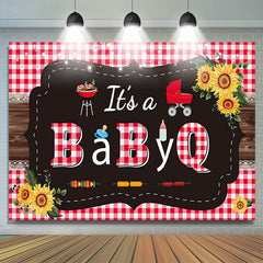 Lofaris Its A Baby Q Barbeque Plaid Wooden Gender Reveal Backdrop