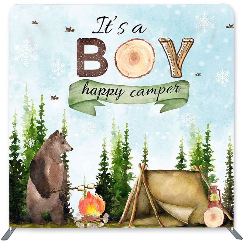 Lofaris Its A Boy Bear Double-Sided Backdrop for Baby Shower