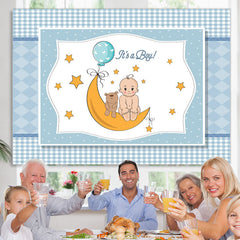 Lofaris Its A Boy Starry Night With Moon Baby Shower Backdrop