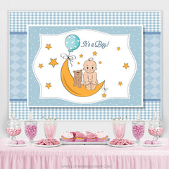 Lofaris Its A Boy Starry Night With Moon Baby Shower Backdrop