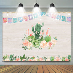 Lofaris Its A Girl Cactus And Floral Wood Baby Shower Backdrop