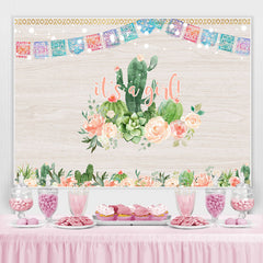 Lofaris Its A Girl Cactus And Floral Wood Baby Shower Backdrop