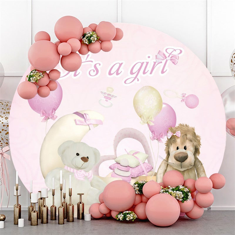 Lofaris Its A Girl Doll Pink Theme Baby Shower Circle Backdrop