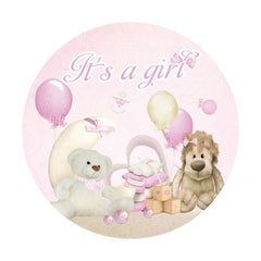 Lofaris Its A Girl Doll Pink Theme Baby Shower Circle Backdrop