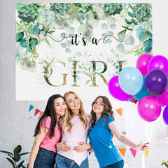 Lofaris Its A Girl Green Garden Baby Shower Backdrop For Party