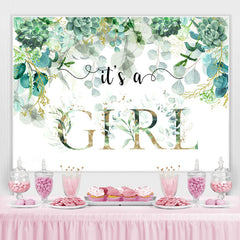 Lofaris Its A Girl Green Garden Baby Shower Backdrop For Party