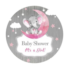 Lofaris It’s A Girl Pink Elephant Round Baby Shower Backdrop