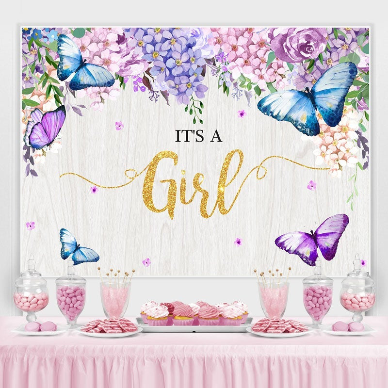 Its A Girl Purple Spring Garden Baby Shower Backdrop – Lofaris