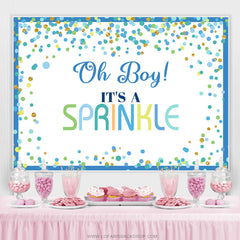 Lofaris Its A Sprinkle Blue Dots Baby Shower Backdrop