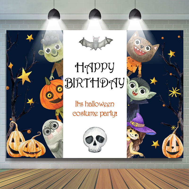 Lofaris Its Halloween Costume Party Happy Birthday Backdrop