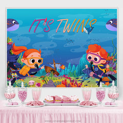 Lofaris Its Twins Undersea Expedition Baby Shower Backdrop