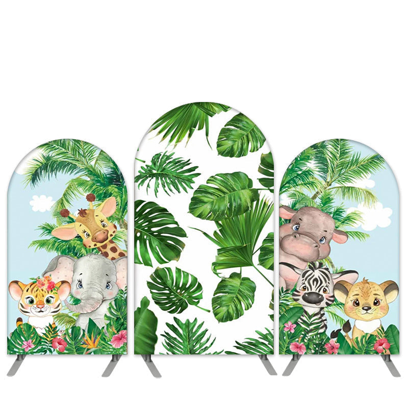 Lofaris Jungle Animal Theme Banana Leaf Birthday Arch Backdrop Kit