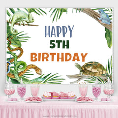 Lofaris Jungle Animals And Trees Happy 5th Birthday Backdrop