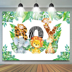 Lofaris Jungle Elephant Lion Happy Birthday Backdrop For Boy