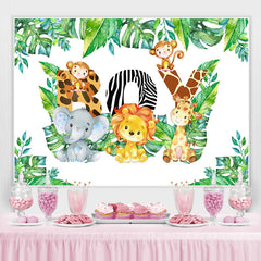 Lofaris Jungle Elephant Lion Happy Birthday Backdrop For Boy