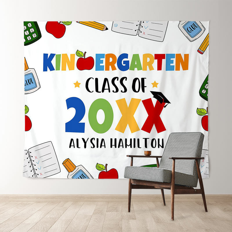 Lofaris Kindergarden Class Of 2022 Cute Glue Apple Backdrop