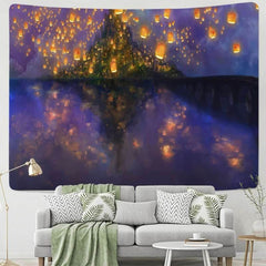 Lofaris Kongming Lantern Lake Mountain 3D Printed Wall Tapestry