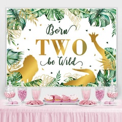 Lofaris Leaves And Gold Animals 2st Happy Birthday Backdrop