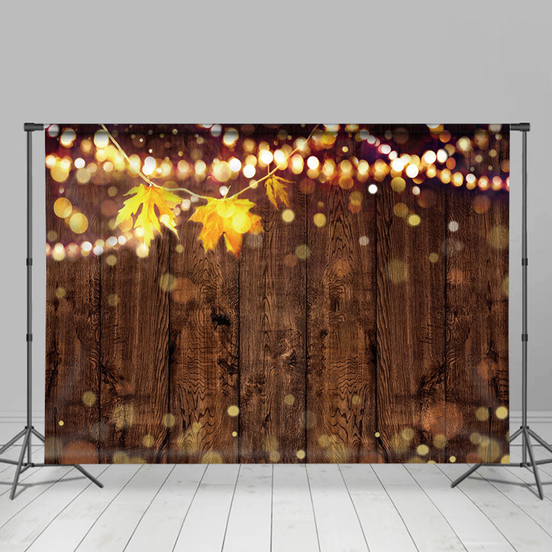 Lofaris Leaves Glitter Lights Wood Board Fall Festival Backdrop