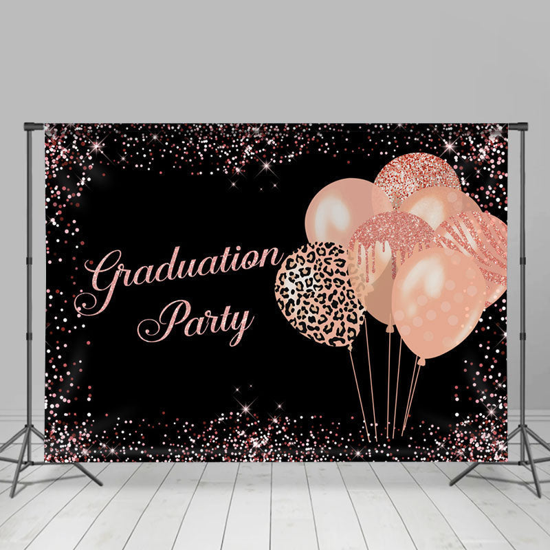 Lofaris Leopard Pink Glitter Balloon Graduation Backdrop