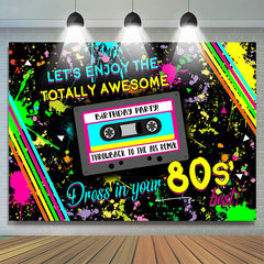 Lofaris Lets Enjoy 80s Party Graffiti Backdrop for Birthday