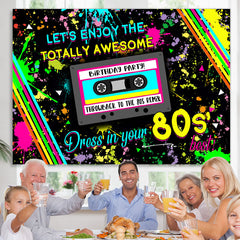 Lofaris Lets Enjoy 80s Party Graffiti Backdrop for Birthday