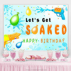 Lofaris Lets Get Soaked Summer Theme Happy Birthday Backdrop