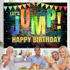 Lofaris Lets Jump Graffiti Wall Birthday Backdrop Decoration