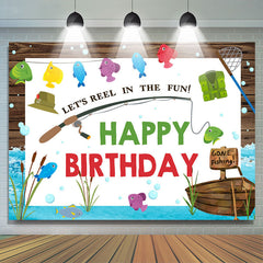 Lofaris Lets Reel In The Fun Fish Theme Happy Birthday Backdrop