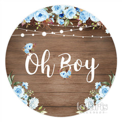 Lofaris Light Blue Wooden Lighting Round Baby Shower Backdrop