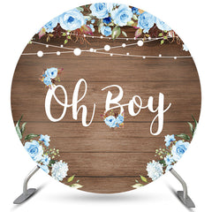 Lofaris Light Blue Wooden Lighting Round Baby Shower Backdrop