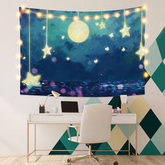 Lofaris Light Bokeh Star Moon Landscape Fairytale Custom Tapestry