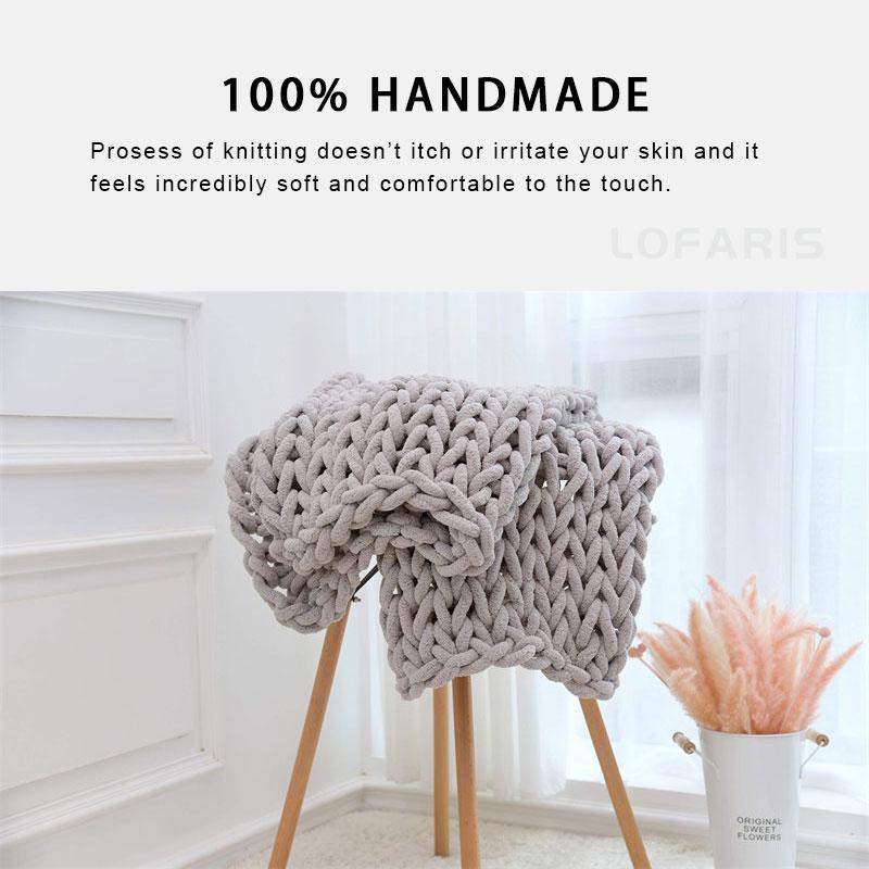 Thick Yarn Bulky Soft Warm Blanket Handmade Knitting Home Decor