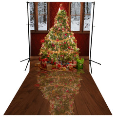 Lofaris Light Christmas Tree Wood Floor Photo Booth Backdrop