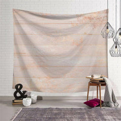 Lofaris Light Orange Wooden Stripe Family Pattern Wall Tapestry